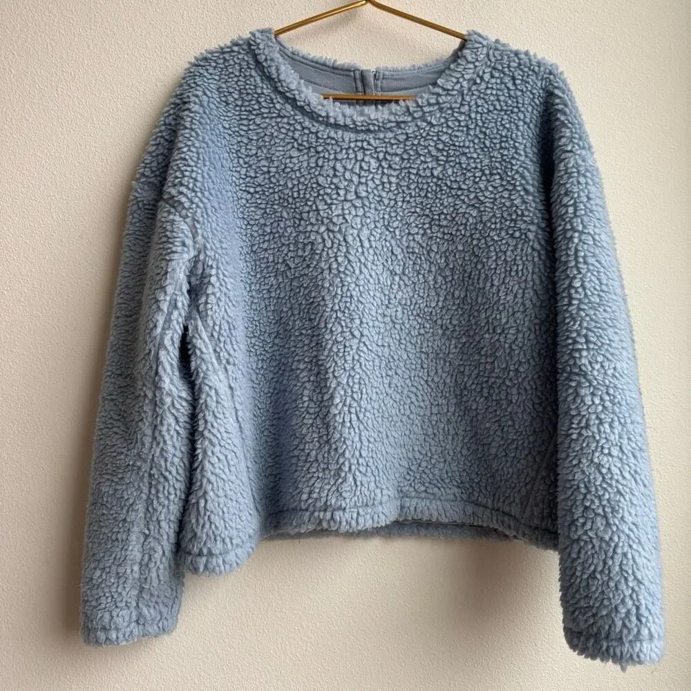 Lululemon Wool Whenever Crewneck Chambray Blue High Pile Sherpa Size 10 Medium